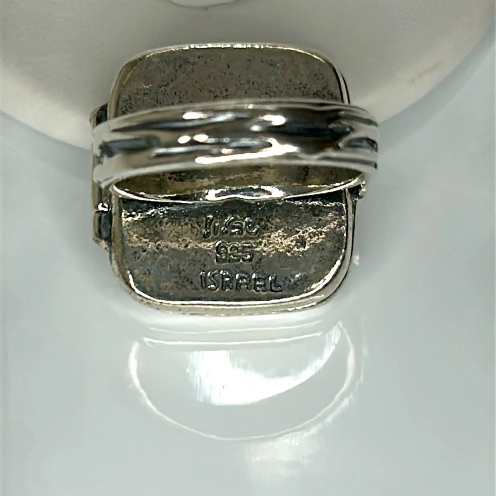 NWOT Passage to Israel Sterling Silver Genuine Blue Topaz Evil Eye Locket Ring
